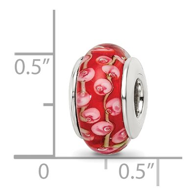 Sterling Silver Pink Red Hand-Blown Glass Bead – view 7