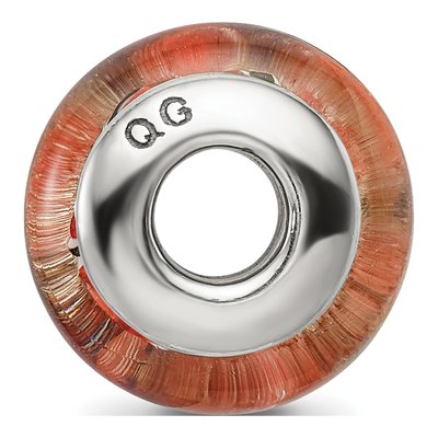 Sterling Silver Orange Hand-Blown Glass Bead – view 4
