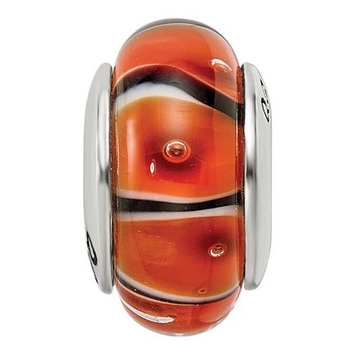 Sterling Silver Orange Hand-Blown Glass Bead – view 5