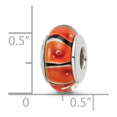 Sterling Silver Orange Hand-Blown Glass Bead – view 7