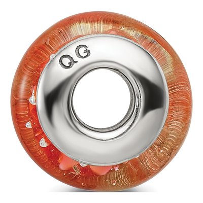 Sterling Silver Orange Glass Bead – view 4
