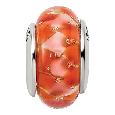 Sterling Silver Orange Glass Bead – view 5