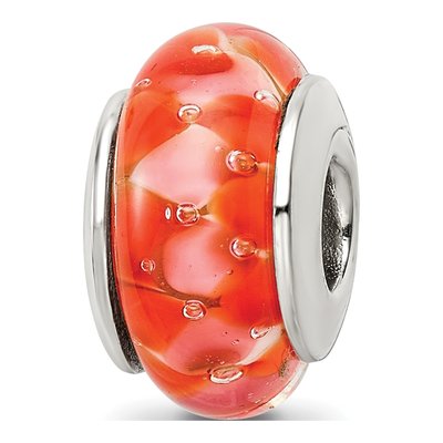 Sterling Silver Orange Glass Bead