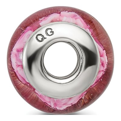 Sterling Silver Purple Floral Glass Bead – view 4
