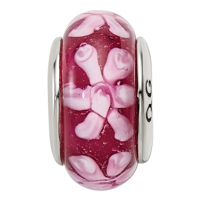 Sterling Silver Purple Floral Glass Bead – view 5