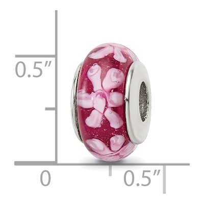 Sterling Silver Purple Floral Glass Bead – view 7