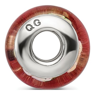 Sterling Silver Red Floral Hand-Blown Glass Bead – view 4
