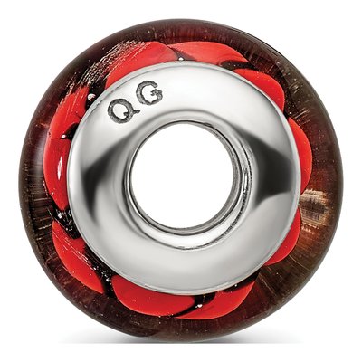 Sterling Silver Red Black Glass Bead – view 4