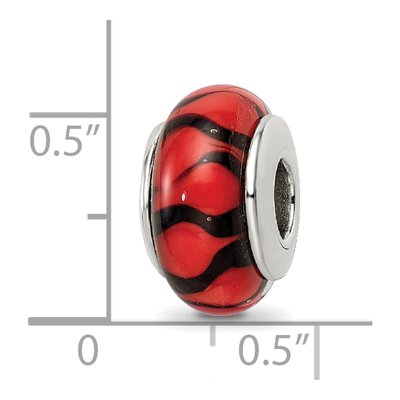 Sterling Silver Red Black Glass Bead – view 7