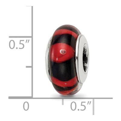 Sterling Silver Red Black Glass Bead – view 7