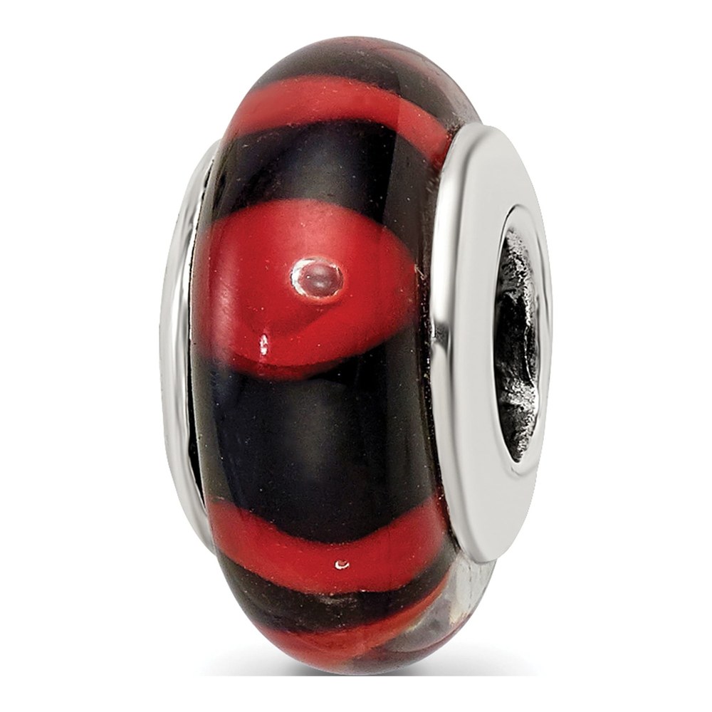 Sterling Silver Red/Black Glass Reflections Bead