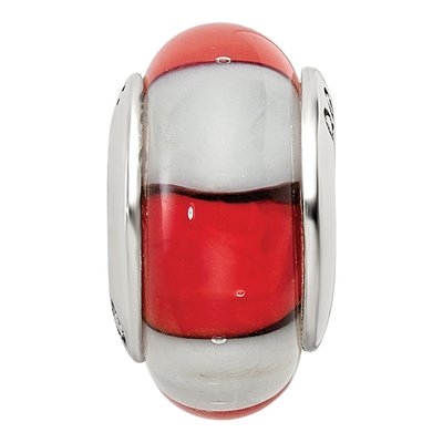 Sterling Silver Red Hand-Blown Glass Bead – view 5