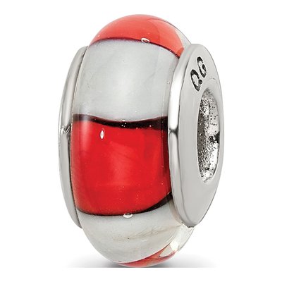 Sterling Silver Red Hand-Blown Glass Bead