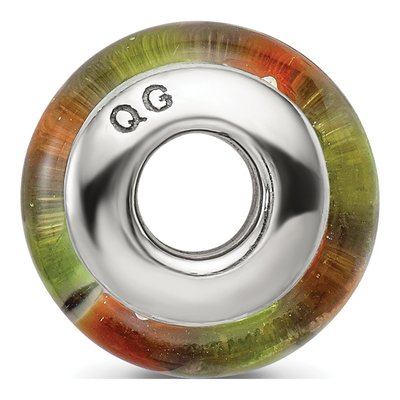 Sterling Silver Orange Red Glass Bead – view 4