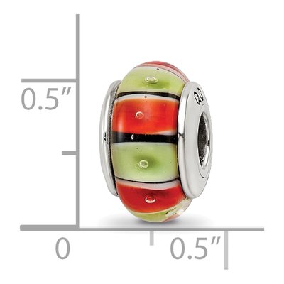 Sterling Silver Orange Red Glass Bead – view 7