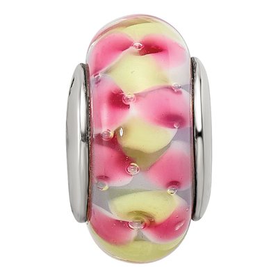 Sterling Silver Pink Hand-Blown Glass Bead – view 6