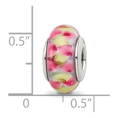 Sterling Silver Pink Hand-Blown Glass Bead – view 7