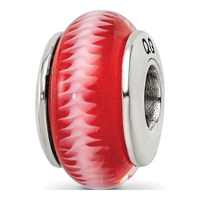 Sterling Silver Red Hand-Blown Glass Bead
