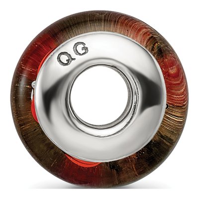 Sterling Silver Red Black Hand-Blown Glass Bead – view 4