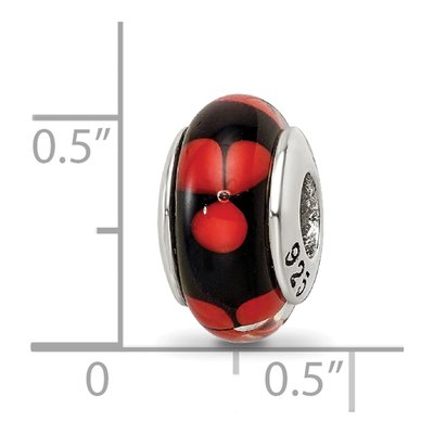Sterling Silver Red Black Hand-Blown Glass Bead – view 7