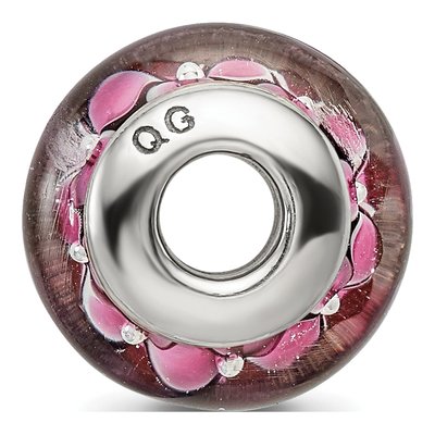 Sterling Silver Black Pink Glass Bead – view 4