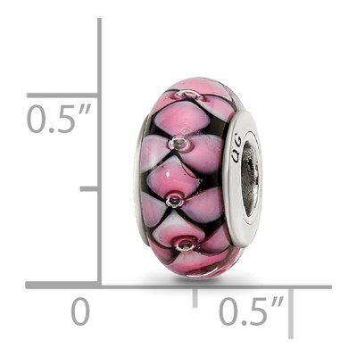 Sterling Silver Black Pink Glass Bead – view 7