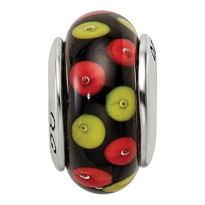 Sterling Silver Red Black Glass Bead – view 5