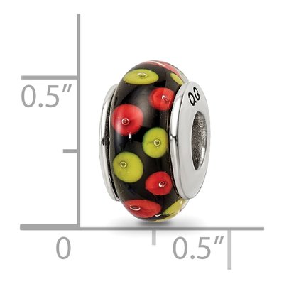 Sterling Silver Red Black Glass Bead – view 7