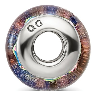 Sterling Silver Blue Floral Glass Bead – view 4