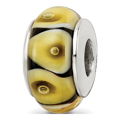 Sterling Silver Hand-Blown Glass Bead