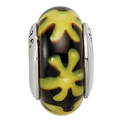 Sterling Silver Black Hand-Blown Glass Bead – view 5