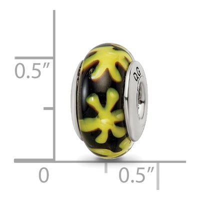 Sterling Silver Black Hand-Blown Glass Bead – view 7