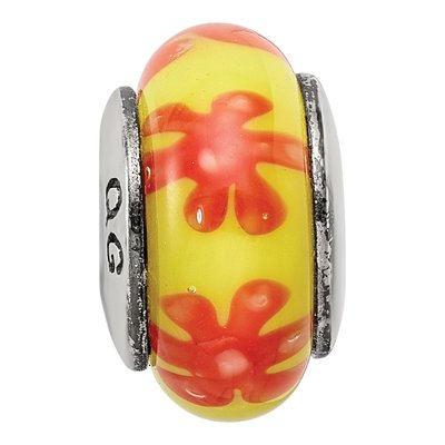 Sterling Silver Orange Glass Bead – view 5