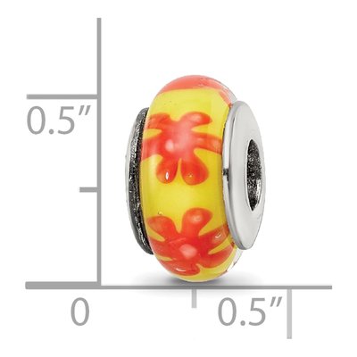 Sterling Silver Orange Glass Bead – view 7