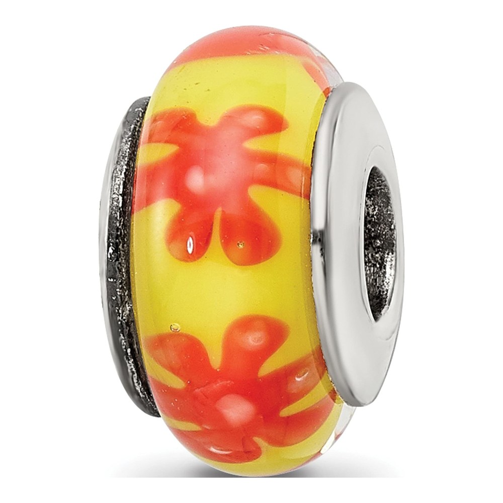 Sterling Silver Orange Glass Bead