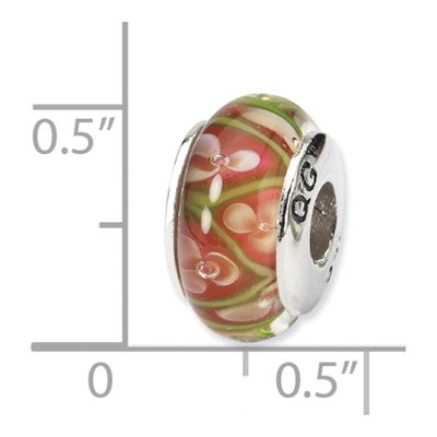 Sterling Silver Floral Glass Bead – view 6