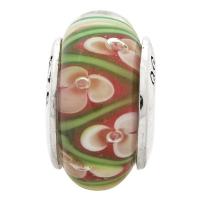 Sterling Silver Floral Glass Bead