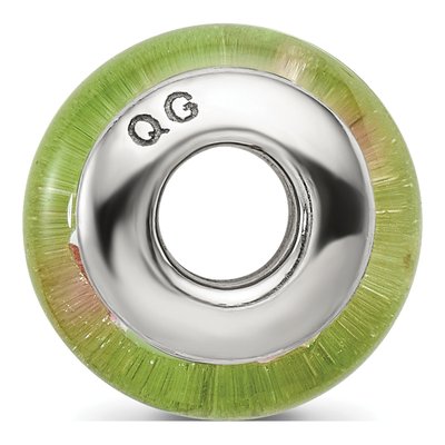 Sterling Silver Green Pink Glass Bead – view 4