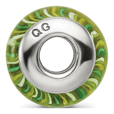 Sterling Silver Green Hand-Blown Glass Bead – view 4