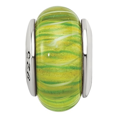 Sterling Silver Green Hand-Blown Glass Bead – view 5