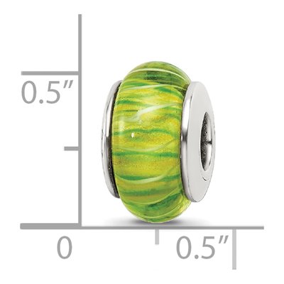 Sterling Silver Green Hand-Blown Glass Bead – view 7