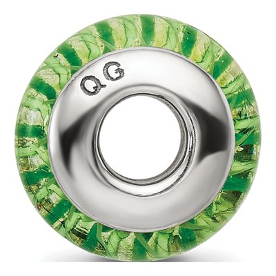 Sterling Silver Green Hand-Blown Glass Bead – view 4
