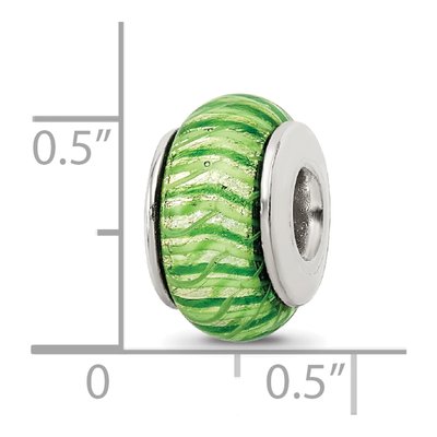 Sterling Silver Green Hand-Blown Glass Bead – view 7