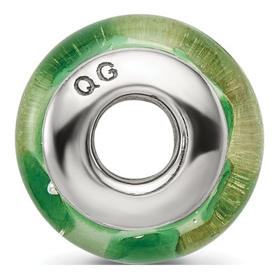 Sterling Silver Green Hand-Blown Glass Bead – view 4