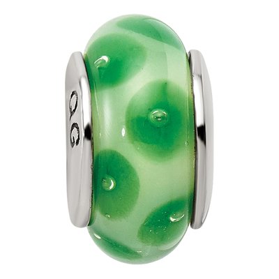 Sterling Silver Green Hand-Blown Glass Bead – view 5