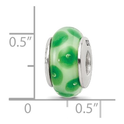 Sterling Silver Green Hand-Blown Glass Bead – view 7