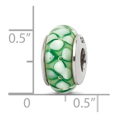 Sterling Silver Green Floral Glass Bead – view 7