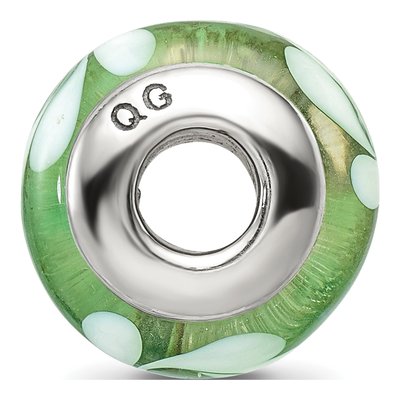 Sterling Silver Green Hand-Blown Glass Bead – view 4
