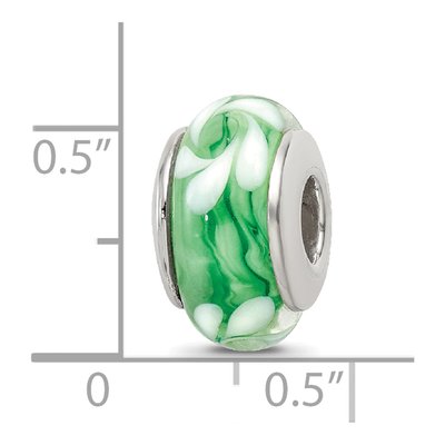 Sterling Silver Green Hand-Blown Glass Bead – view 7