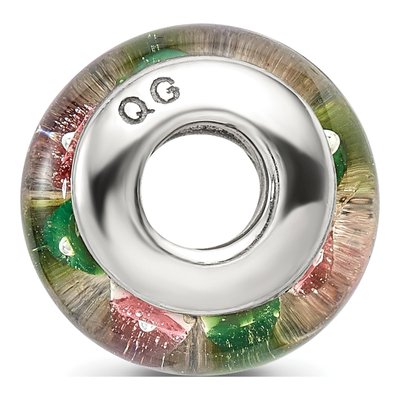 Sterling Silver Green Pink Hand-Blown Glass Bead – view 4